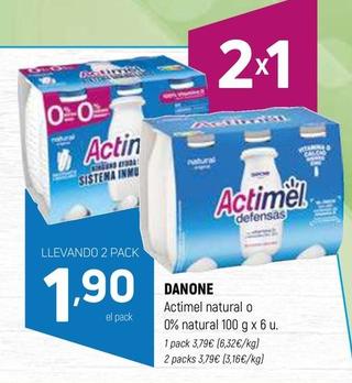 Oferta de Danone - Actimel Natural O 0% Natural X 6 U. por 1,9€ en Coviran