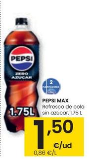 Oferta de Pepsi - Max Refresco De Cola Sin Azúcar por 1,5€ en Eroski