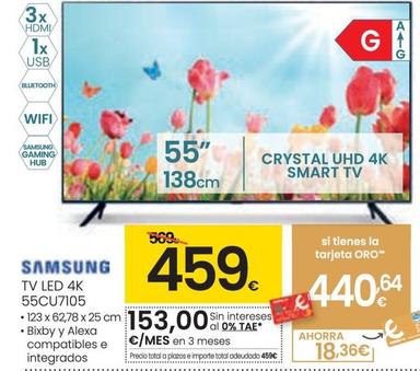 Oferta de Samsung - TV LED 4K 55CU7105 por 459€ en Eroski