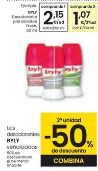 Oferta de Byly - Desodorante Piel Sensible Fresh por 2,15€ en Eroski