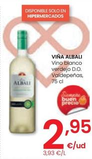 Oferta de Viña Albali - Vino Blanco Verdejo D.O. Valdepeñas por 2,95€ en Eroski