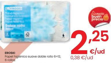 Oferta de Eroski - Papel Higiénico Suave Doble Rollo por 2,25€ en Eroski