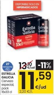 Oferta de Estrella Galicia - Cerveza Especial por 11,59€ en Eroski
