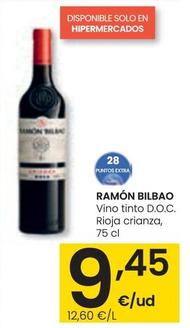 Oferta de Ramón Bilbao - Vino Tinto D.O.C. Rioja Crianza por 9,45€ en Eroski