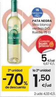 Oferta de Pata Negra - Vino Blanco Verdejo D.O. Rueda por 5€ en Eroski
