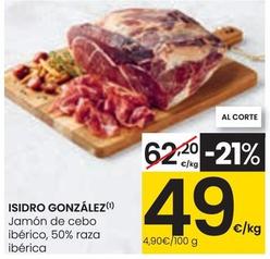 Oferta de Isidro Gonzalez - Jamon De Cebo Iberico, 50% Raza Iberica por 49€ en Eroski