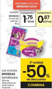 Oferta de Whiskas - Snack De Salmón por 1,75€ en Eroski