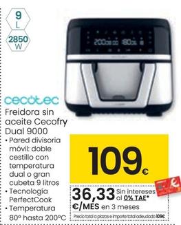Oferta de Cecotec - Freidora Sin Aceite Cecofry Dual 9000 por 109€ en Eroski