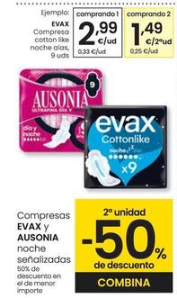 Oferta de Evax - Compresas Cotton Like Noche Alas por 2,99€ en Eroski