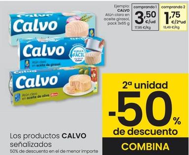 Oferta de Calvo - Atun Claro En Aceite Girasol, Pack 3x por 3,5€ en Eroski