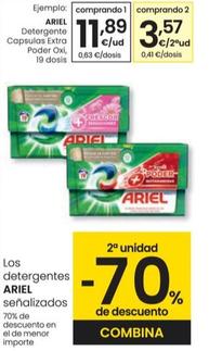 Oferta de Ariel - Detergente Capsulas Extra Poder Oxi  por 11,89€ en Eroski