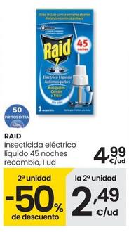 Oferta de Raid - Insecticida Eléctrico Liquido 45 Noches Recambio por 4,99€ en Eroski