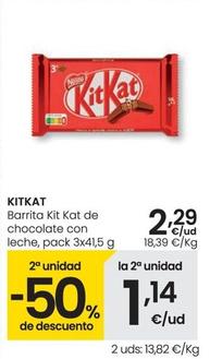 Oferta de Nestlé - Barrita Kit Kat De Chocolate Con Leche por 2,29€ en Eroski