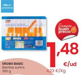 Oferta de Eroski Basic Barritas Surimi por 1,48€ en Eroski
