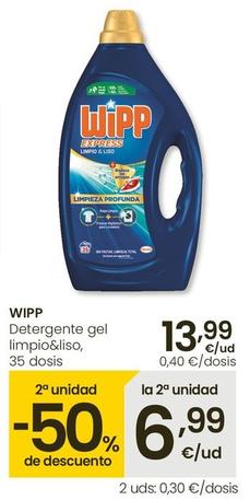 Oferta de Wipp - Detergente Gel Limpio&liso por 13,99€ en Eroski
