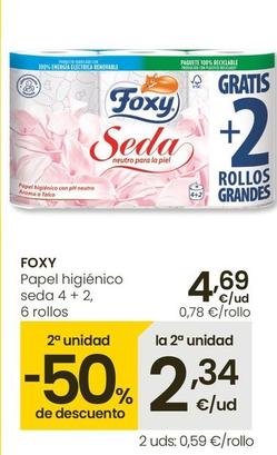 Oferta de Foxy - Papal Higienico Seda 4+2 por 4,69€ en Eroski