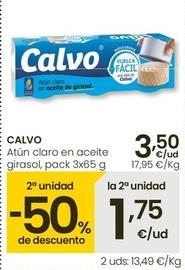 Oferta de Calvo - Atun Claro En Aceite Girasol por 3,5€ en Eroski