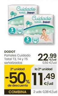Oferta de Dodot - Panales Cuidado Total T3, T4 Y T5 por 22,99€ en Eroski