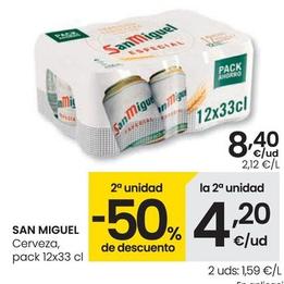 Oferta de San Miguel - Cerveza Pack 12x por 8,4€ en Eroski