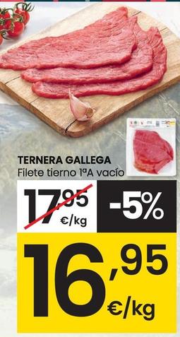 Oferta de Ternera Gallega - Filete Tierno 1ªA Vacío por 16,95€ en Eroski