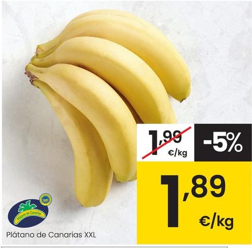 Oferta de Plátanos De Canarias Xxl por 1,89€ en Eroski