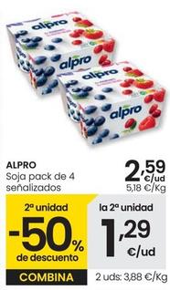Oferta de Alpro - Soja Pack De 4 Señalizados por 2,59€ en Eroski