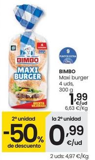 Oferta de Bimbo - Maxi Burger por 1,99€ en Eroski