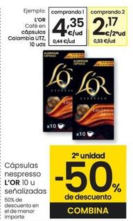 Oferta de L'or - Cafe En Capsulas Colombia por 4,35€ en Eroski