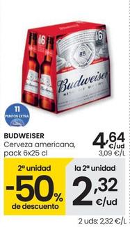 Oferta de Budweiser - Cerveza Americana por 4,64€ en Eroski