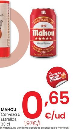 Oferta de Mahou - Cerveza 5 Estrellas por 0,65€ en Eroski