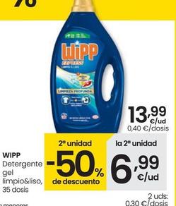 Oferta de Wipp - Detergente Gel Limpio&liso por 13,99€ en Eroski