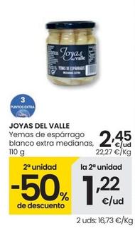 Oferta de Joyas Del Valle - Yemas De Esparrago Blanco Extra Medianas por 2,45€ en Eroski