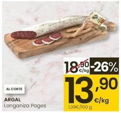 Oferta de Argal - Longaniza Pages por 13,9€ en Eroski