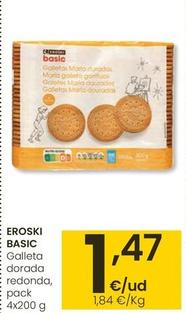Oferta de Eroski Basic Galleta Dorada Redonda, Pack 4x por 8,15€ en Eroski