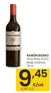 Oferta de Ramón Bilbao - Vino Tinto D.O.C. Rioja Crianza por 9,45€ en Eroski