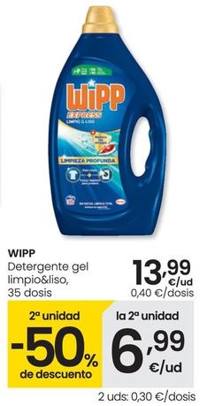 Oferta de Wipp - Detergente Gel Limpio&Liso por 13,99€ en Eroski