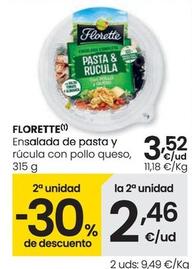 Oferta de Florette - Ensalada De Pasta Y Rucula Con Pollo Queso por 3,52€ en Eroski