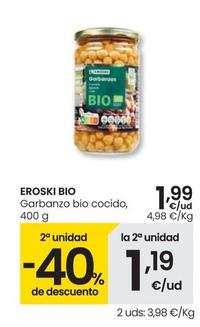 Oferta de Eroski - Garbanzo Bio Cocido por 1,99€ en Eroski