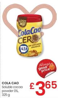 Oferta de Cola Cao - Soluble Cocoa Powder 0% por 3,65€ en Eroski