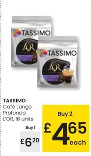 Oferta de Tassimo - Cafe Lungo Profondo L'or por 6,2€ en Eroski