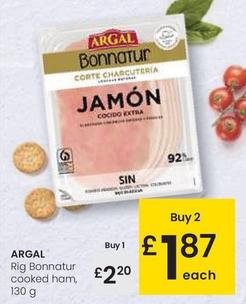 Oferta de Argal - Rig Bonnatur Cooked Ham por 2,2€ en Eroski