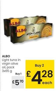 Oferta de Albo - Light Tuna In Virgin Olive Oil por 5,7€ en Eroski