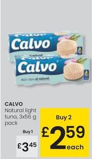 Oferta de Calvo - Natural Light Tuna por 3,45€ en Eroski