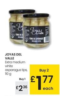 Oferta de Joyas Del Valle - Extra Medium White Asparagus Tips por 2,36€ en Eroski