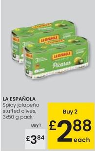 Oferta de La Española - Spicy Jalapeno Stuffed Olives por 3,84€ en Eroski