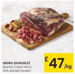 Oferta de Isidro Gonzalez - Iberian Cebo Ham 50% Iberian Breed por 47€ en Eroski