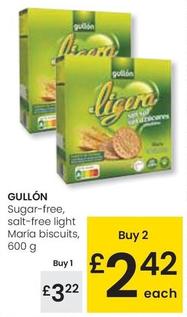 Oferta de Gullón - Sugar-free, Salt-free Light Maria Biscuits por 3,22€ en Eroski