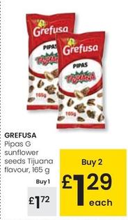 Oferta de Grefusa - Pipas G Sunflower Seeds Tijuana Flavour por 1,72€ en Eroski