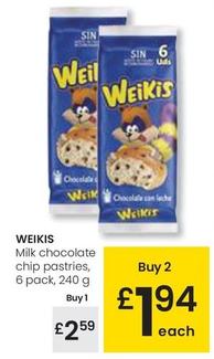 Oferta de Weikis - Milk Chocolate Chip Pastries por 2,59€ en Eroski