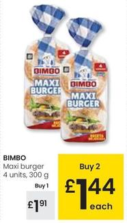 Oferta de Bimbo - Maxi Burger por 1,91€ en Eroski